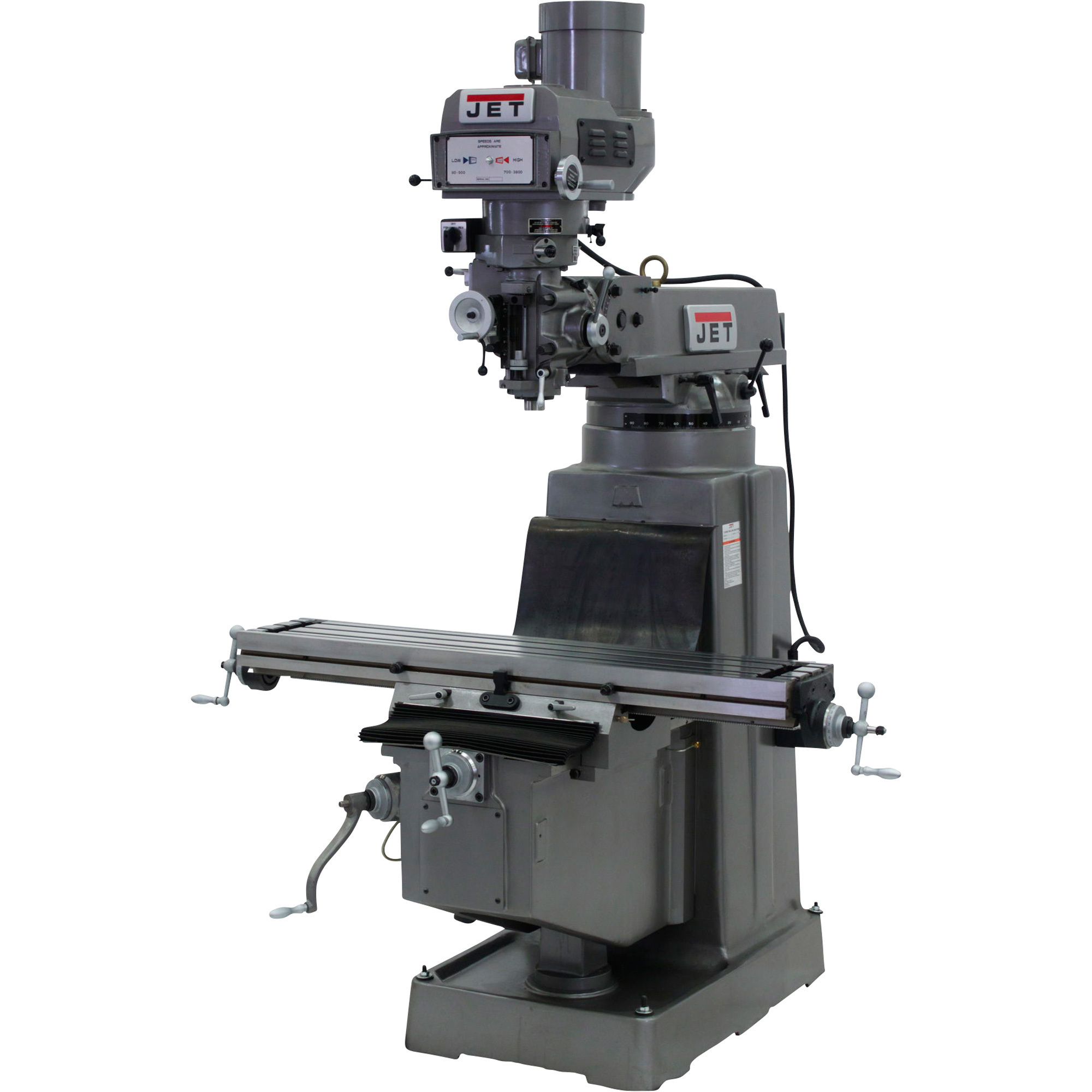 JET Variable Speed Milling Machine with Newall DP700 DRO and X and Y-Axis Powerfeeds, 10in. x 50in., 230 Volt, 3-Phase, Model# JTM-1050
